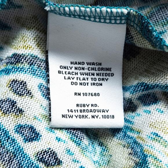 Ruby Rd Tunic Top Long Sleeve Blue Green Paisley Size L Bold Print - Picture 6 of 7